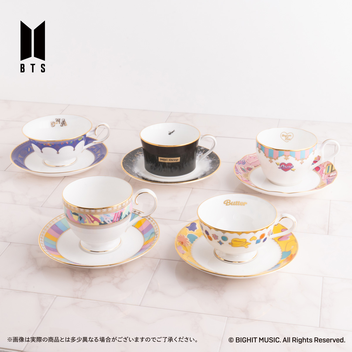 人気楽曲モチーフ！バンダイ「ノリタケ カップ＆ソーサーセット BTS 