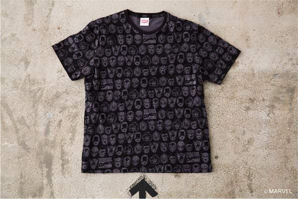 MARVEL マスク総柄半袖Tシャツ （AZUL by moussy） BLK　￥3,990+tax