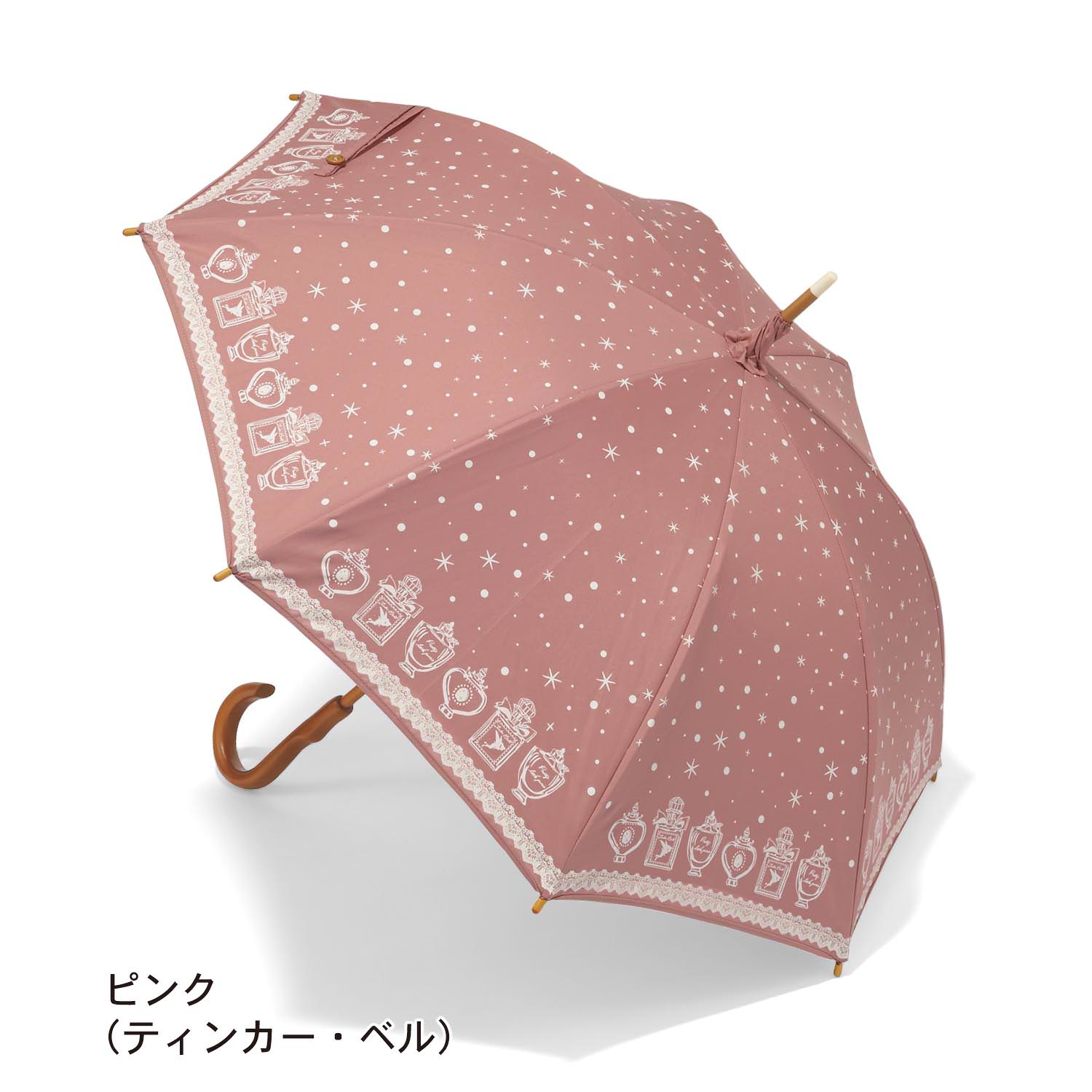 木棒の二重張り晴雨兼用日傘　ピンク