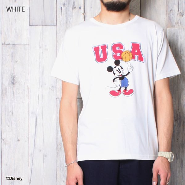 ミッキーマウスTシャツ　バスケットボール　カラー　ホワイト