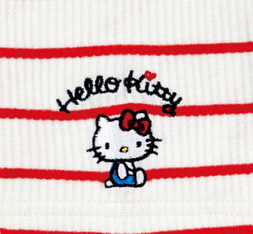 I'm Hello Kitty　ボーダーリブＴシャツ（刺繍部分）