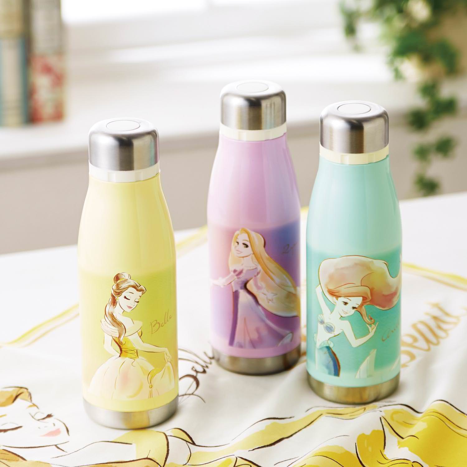 ミルク瓶のような可愛らしいフォルム スケーター ディズニーデザイン 水彩風デザインの軽量コンパクトステンレスボトル Dtimes