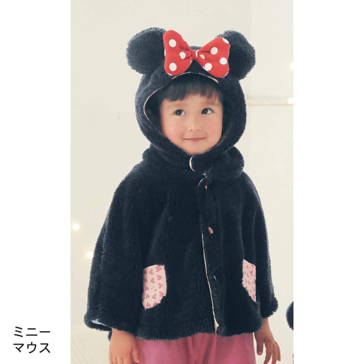 帽子付きボアポンチョ