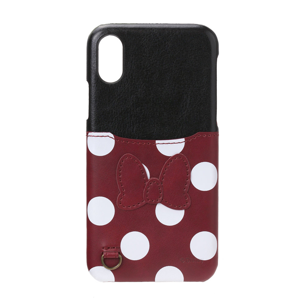 Disney : iPhone X用　ハードケース ポケット付き　ミニー
