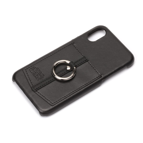 iPhone X用 ハードケース ポケット&リング付き ロゴ／ブラック03