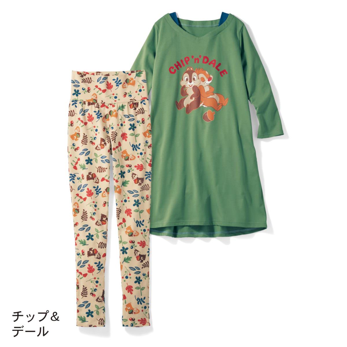 重ね着風チュニック長袖パジャマ　チップデール