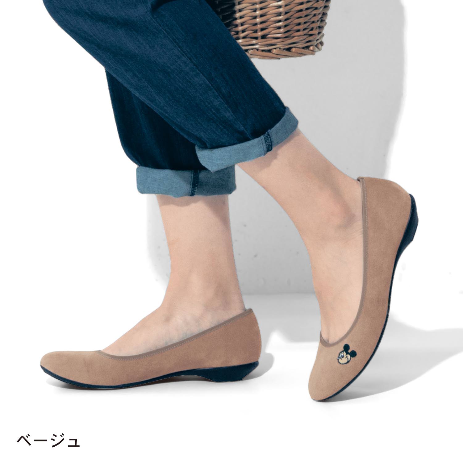 日本製刺繍デザインバレエパンプス　着用イメージ