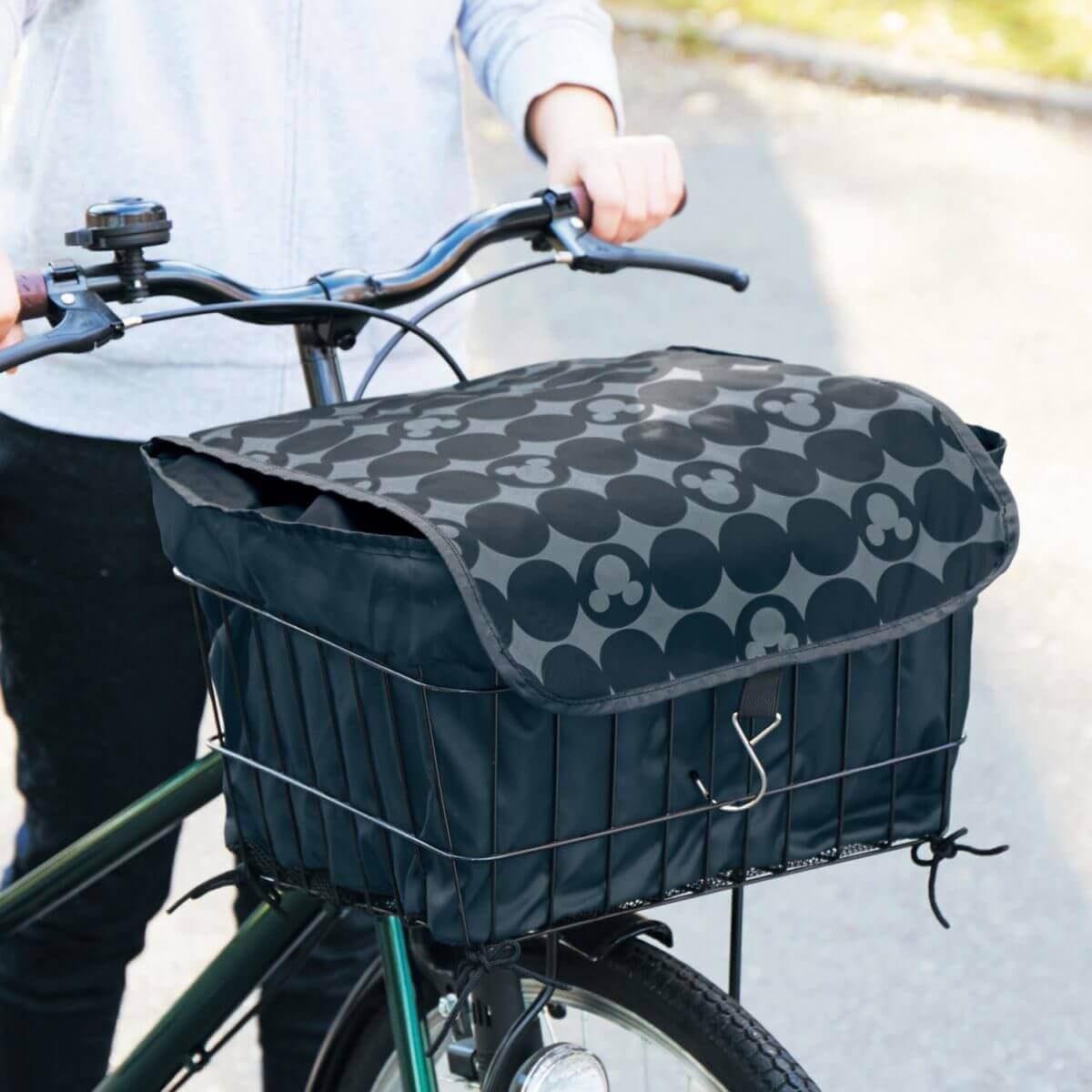 自転車カゴカバー　ブラック×グレー