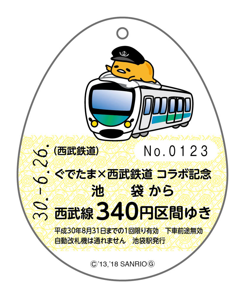 「ぐでたま×西武鉄道コラボ記念乗車券」券面イメージ