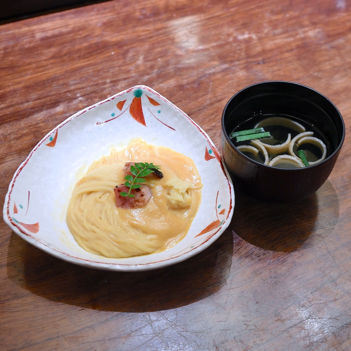 西京味噌で仕上げる”華盛りパスタ”　一番だしスープ