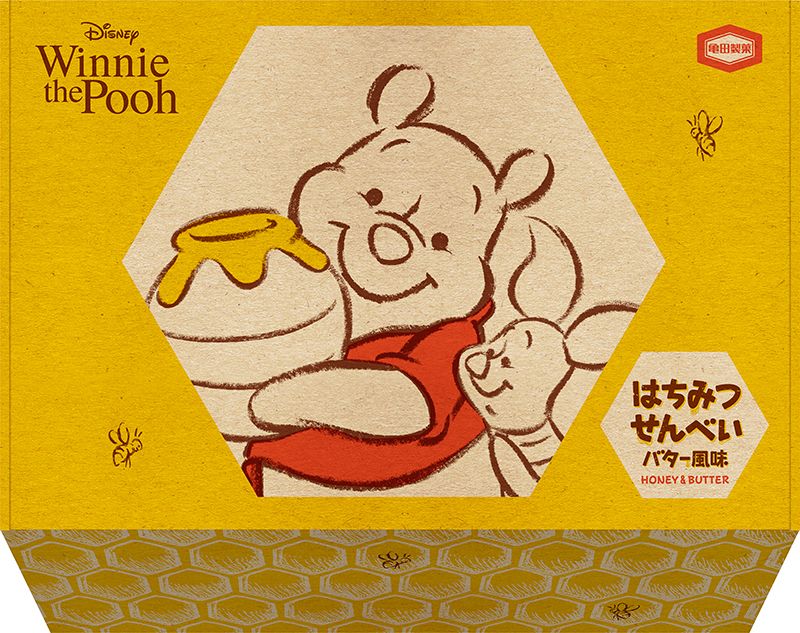 プーさんとピグレットのかわいいパッケージ 亀田製菓 ディズニーデザイン はちみつせんべい バター風味 Dtimes