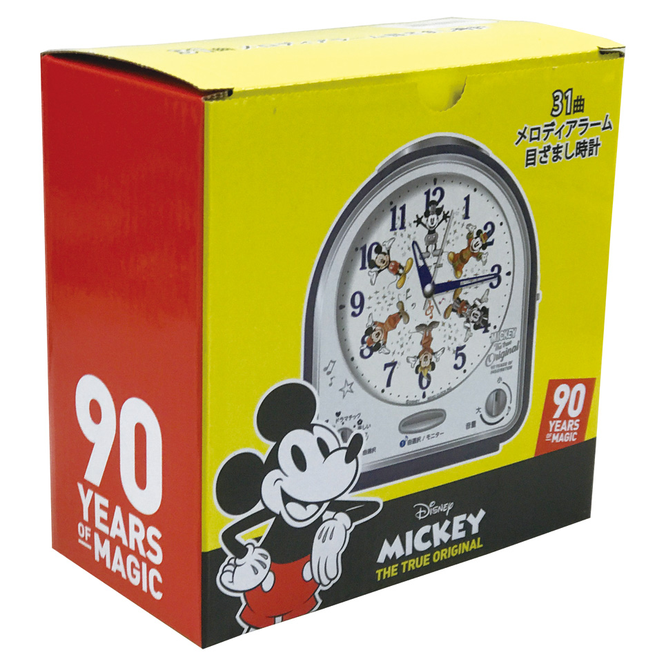 ミッキーマウス スクリーンデビュー90周年 記念の目ざまし時計　パッケージ