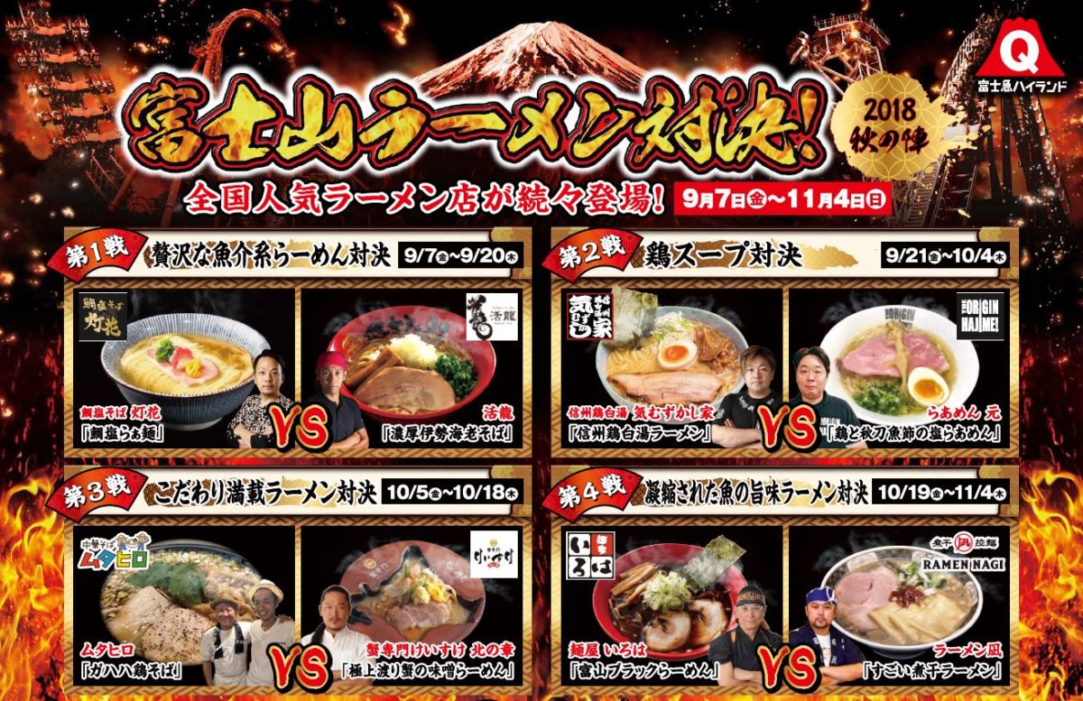富士急ハイランド「富士山ラーメン対決！2018秋の陣」
