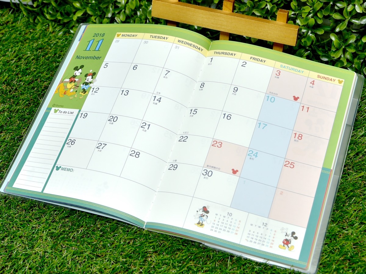 ダイゴー『ミッキー＆ミニー』キャッシュブック付きA5ダイアリー月間カレンダー