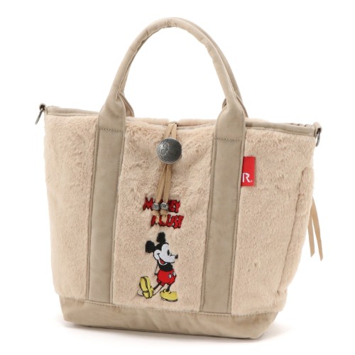 ミッキーの可愛い刺繍がポイント ルートート ディズニーデザイン フェイクファー手提げバッグ デリ Dtimes