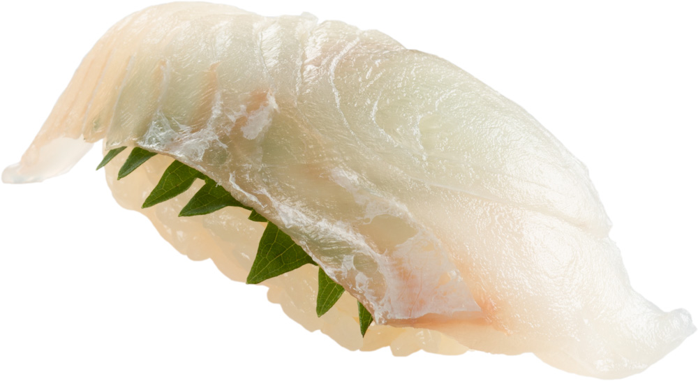 スシロー「天然魚×赤シャリ祭り」平目の昆布〆