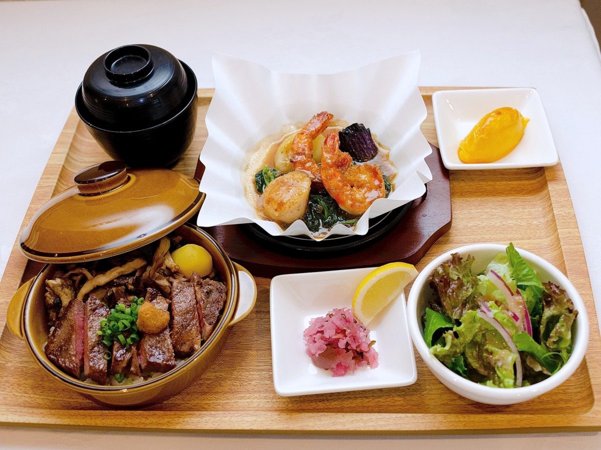 黒毛和牛ZEN 和牛ステーキご飯 ＆海老と帆立のあつあつグリル（小）