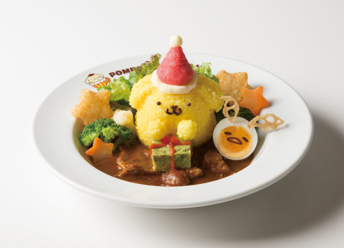 「ポムポムプリンカフェ」プリンサンタとぐでトナカイのXmas牛タンシチュー