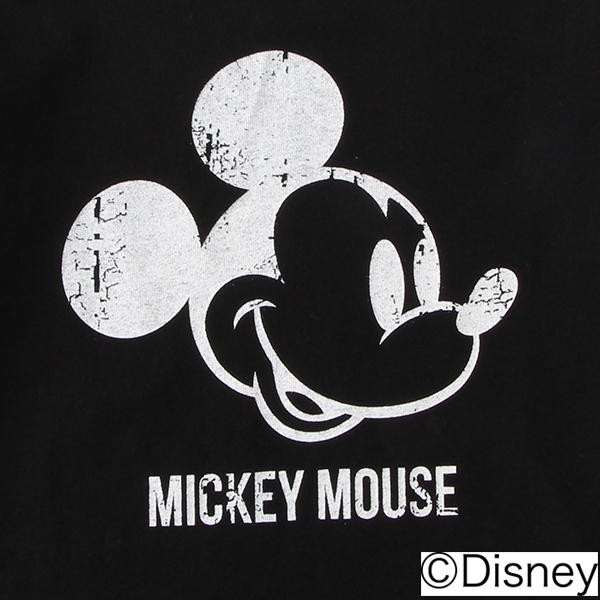 ミッキーマウスデザインかすれプリントTシャツ３