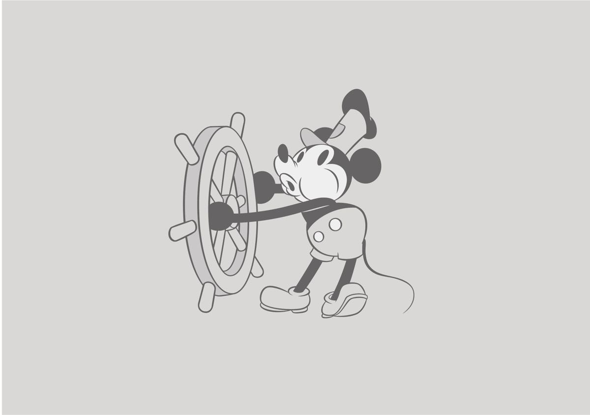 売り値下 ストラップ　新品未使用　ミッキーマウス　蒸気船　ウィリー　モノクロ　可愛い キャラクターグッズ