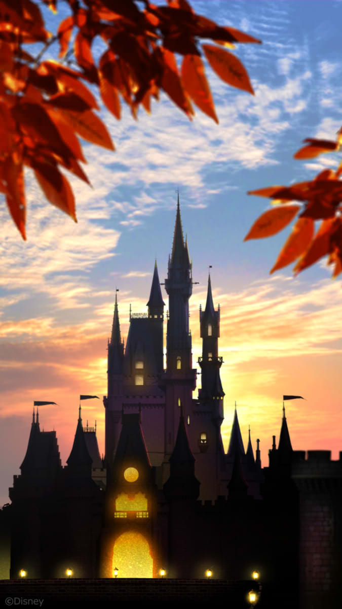 壁紙「Autumn Sunset and Castle」