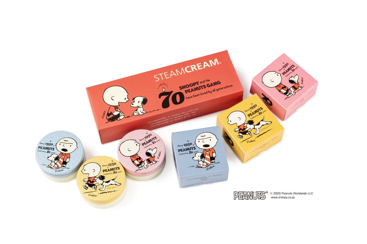 レトロなスヌーピーデザイン缶 スチームクリーム Steamcream Peanuts Design Mini Set 70 Years Anniversary Dtimes