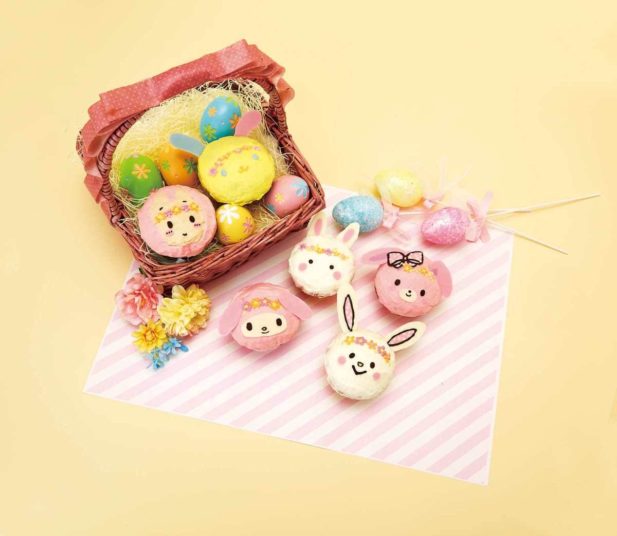 うさぎガールズのフラワーカップケーキ
