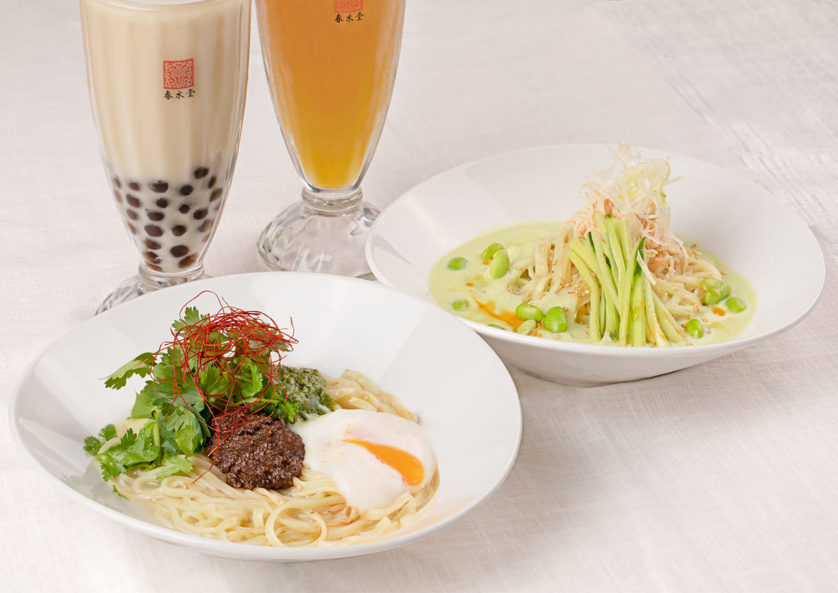 春水堂「温玉パクチー＆クリーミー枝豆」「夏の涼麺」