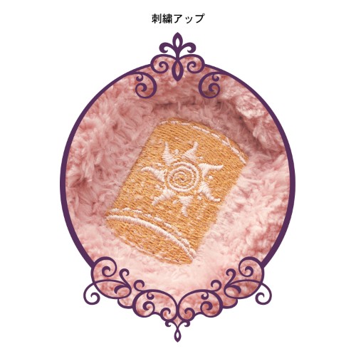 刺繍デザインのふわふわ円形ラグ　ランタン　刺繍