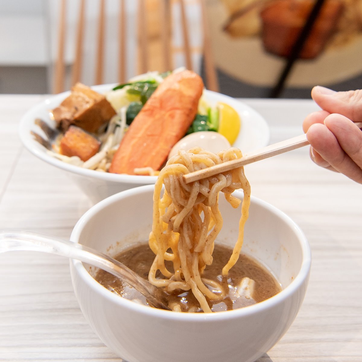 濃厚つけ麺　麺上げ