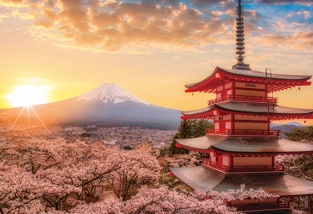 コンパクト1000ピース　春暁の富士山と桜（山梨）