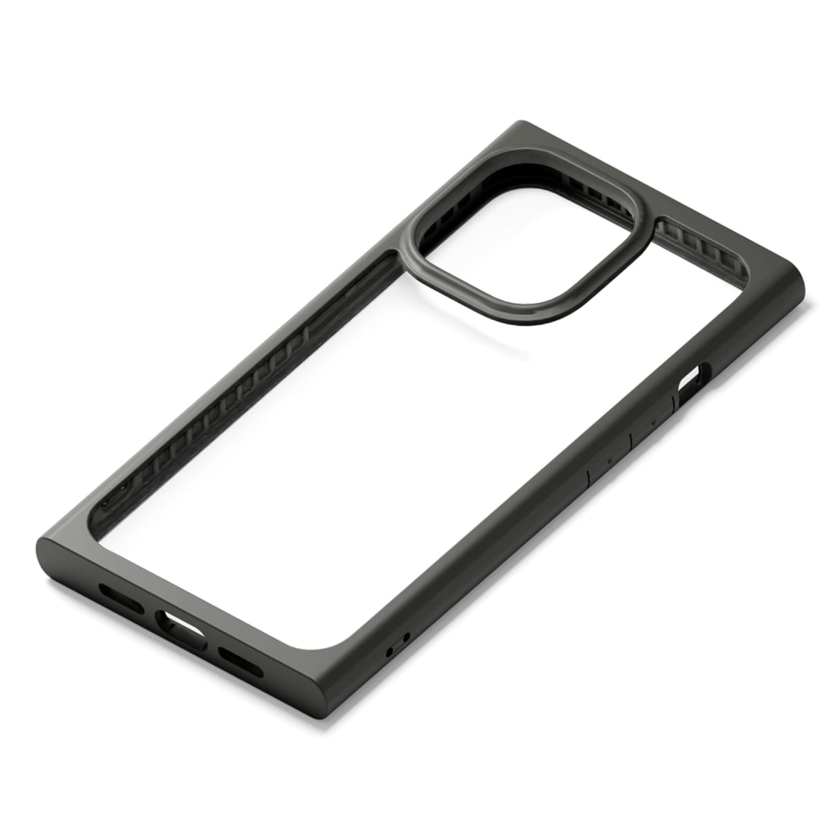 iPhone 13 mini用 ガラスタフケース スクエア ブラック1