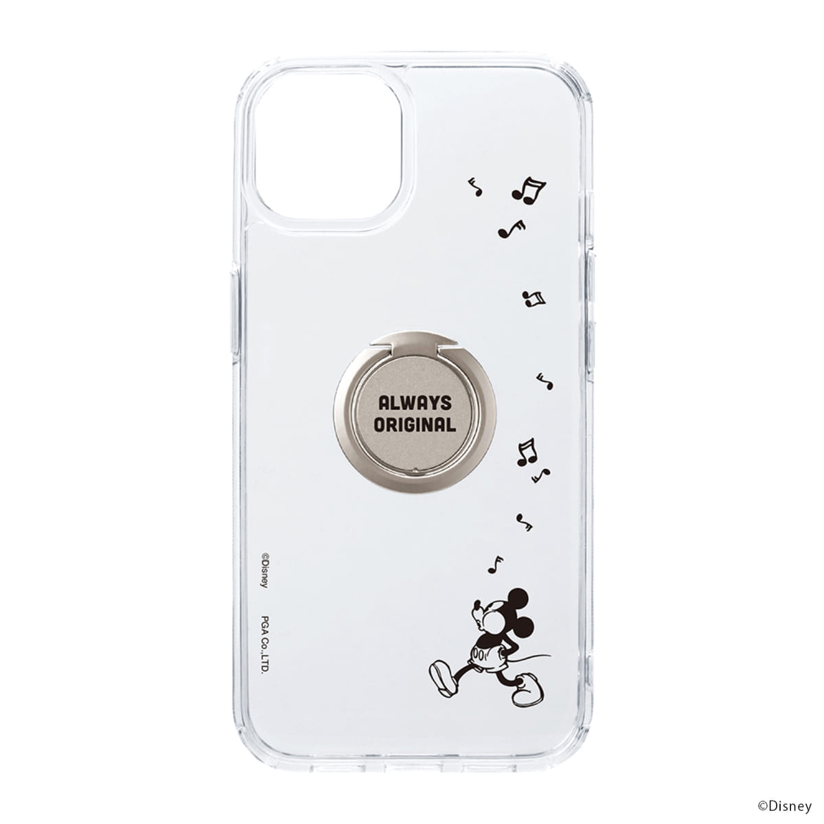 PGA iPhone 13用 リング付 抗菌ハイブリッドケース [ミッキーマウス]