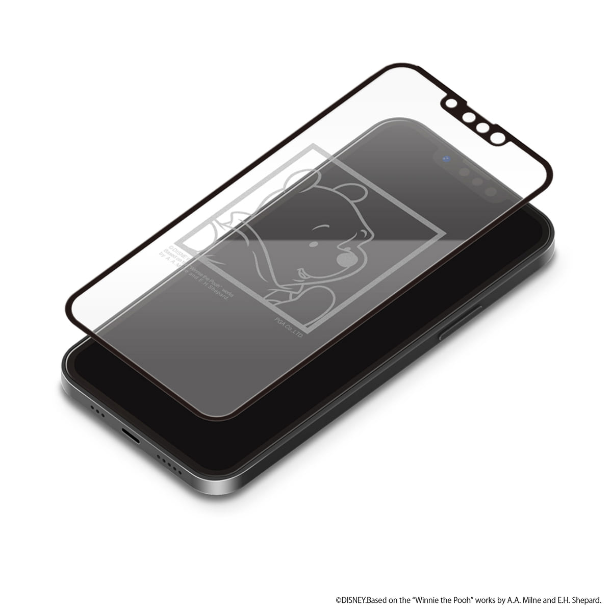 PGA iPhone 13/13 Pro用 抗菌液晶全面保護ガラス [くまのプーさん]