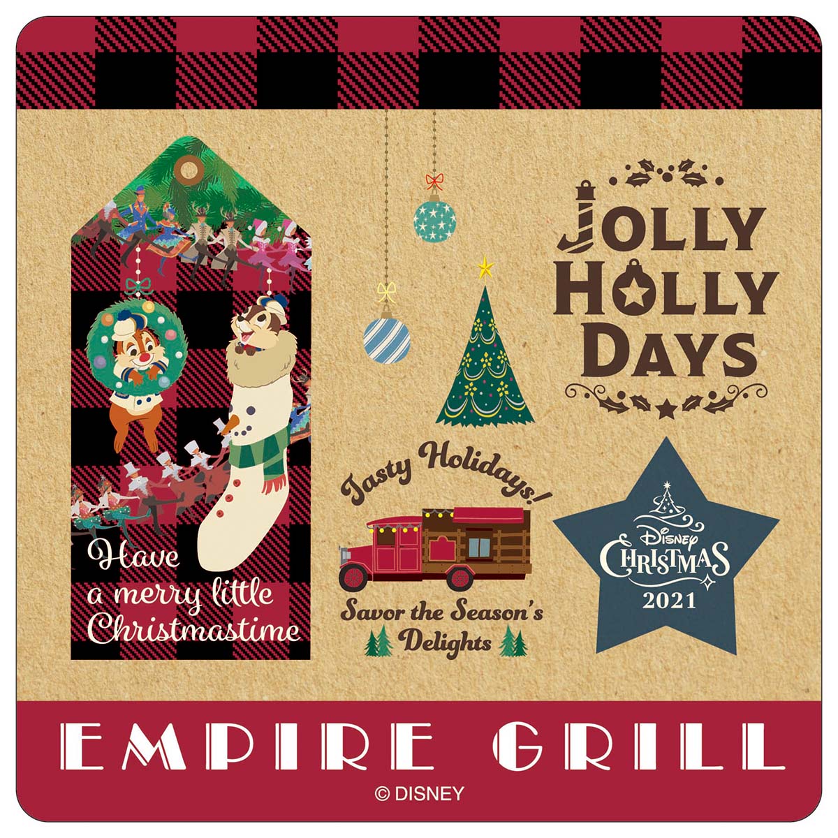 「カリフォルニア料理レストラン　エンパイア・グリル」“ディズニー・クリスマス2021”　スペシャルドリンク　オリジナルコースター