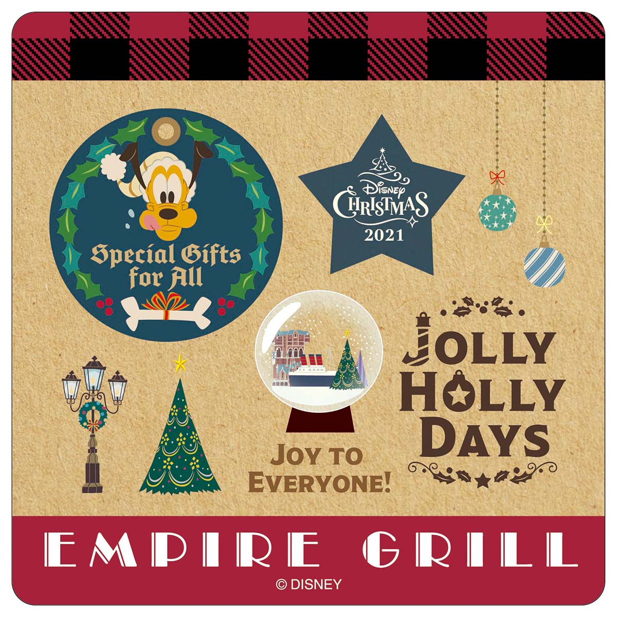 「カリフォルニア料理レストラン　エンパイア・グリル」“ディズニー・クリスマス”　エンパイア・グリル・ランチコース　オリジナルコースター