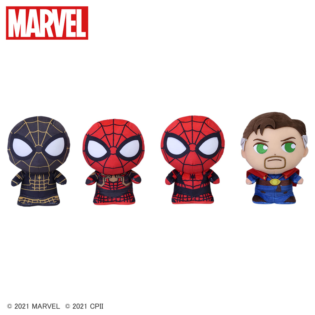 『スパイダーマン：ノー・ウェイ・ホーム』　moipon　モアプラスぬいぐるみ-スパイダーマン インテグレーテッドスーツ／スパイダーマン ブラック＆ゴールドスーツ／スパイダーマン アップグレードスーツ／ドクター・ストレンジ-