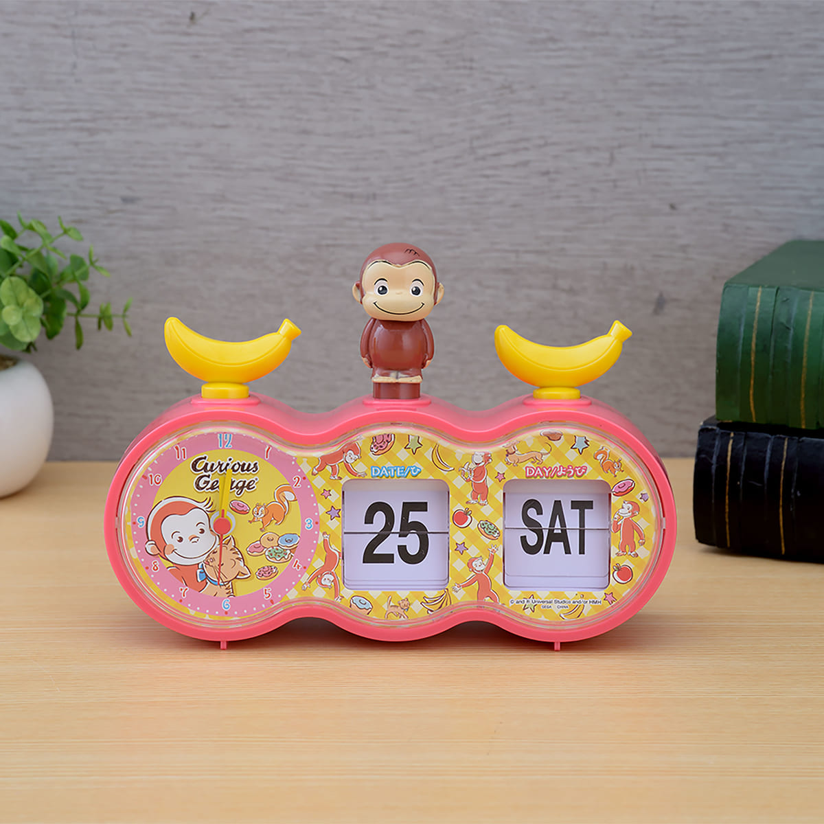おさるのジョージ　プレミアムフィギュア付パタパタカレンダークロック