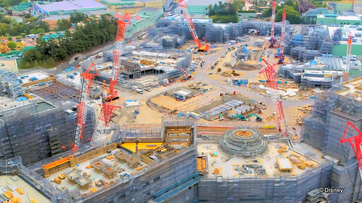 建設過程が見えるドローン映像 東京ディズニーシー新テーマポート ファンタジースプリングス 映像公開 Dtimes