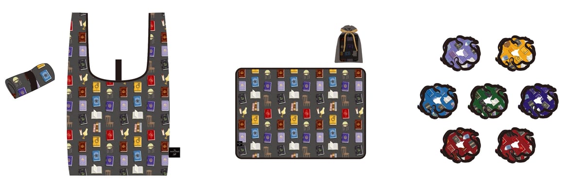 総柄シリーズ「エコバッグ、ブランケット、シュシュ」