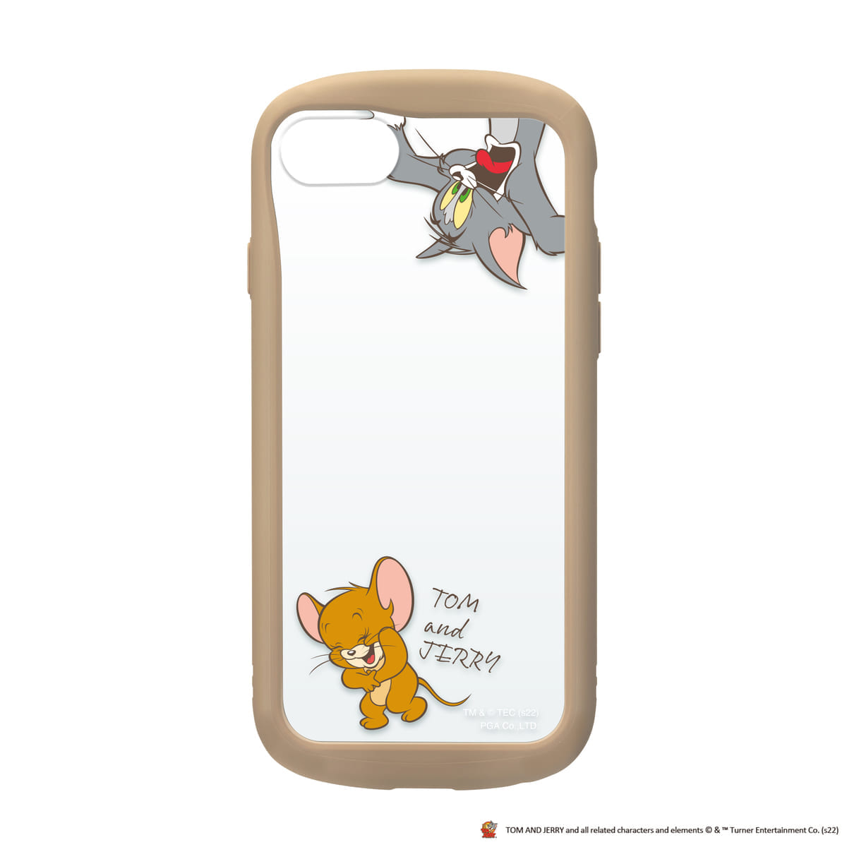 iPhone SE 第3世代 ガラスタフケース [トムとジェリー/ベージュ]