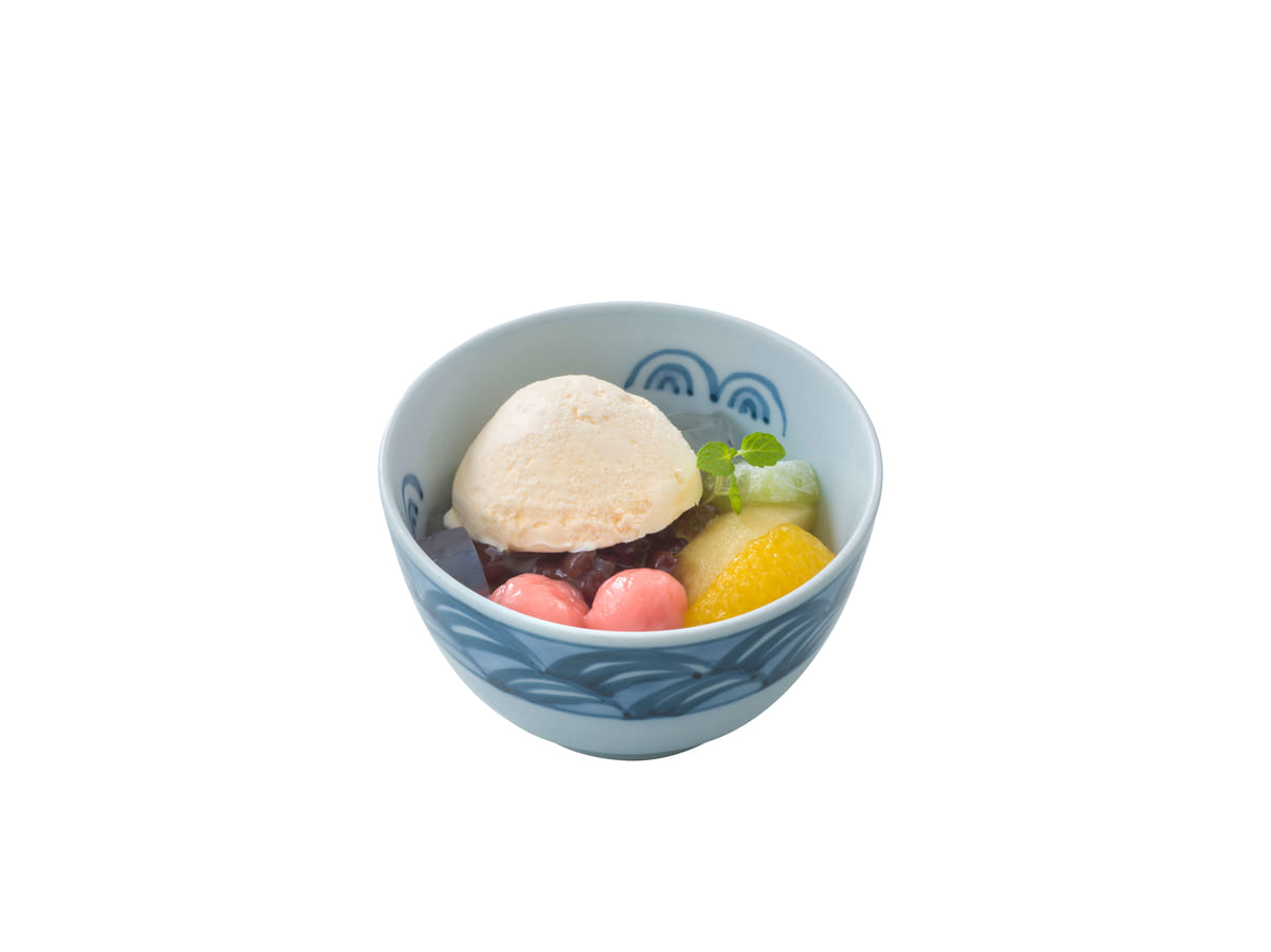 白玉あずき、バニラアイスクリーム添え