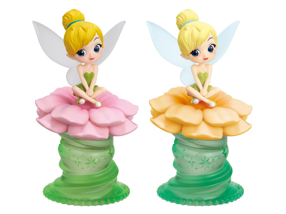 お花の上にちょこんと座るティンカー ベルのフィギュア バンプレスト Q Posket Stories Disney Characters Tinker Bell Dtimes