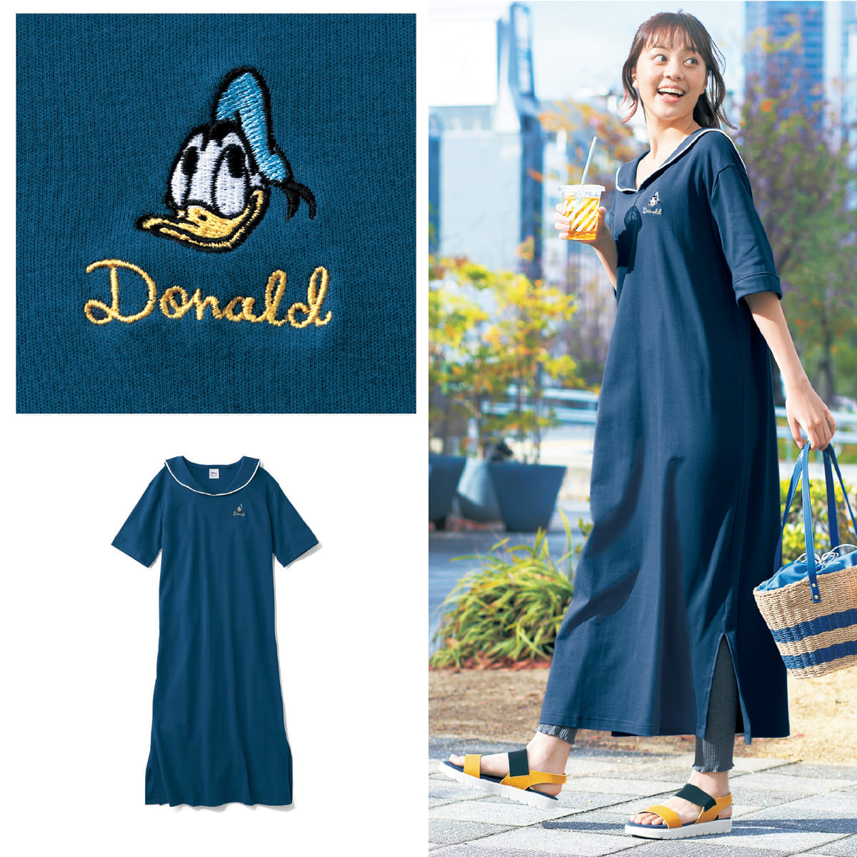 刺繍入りセーラーカラーワンピース