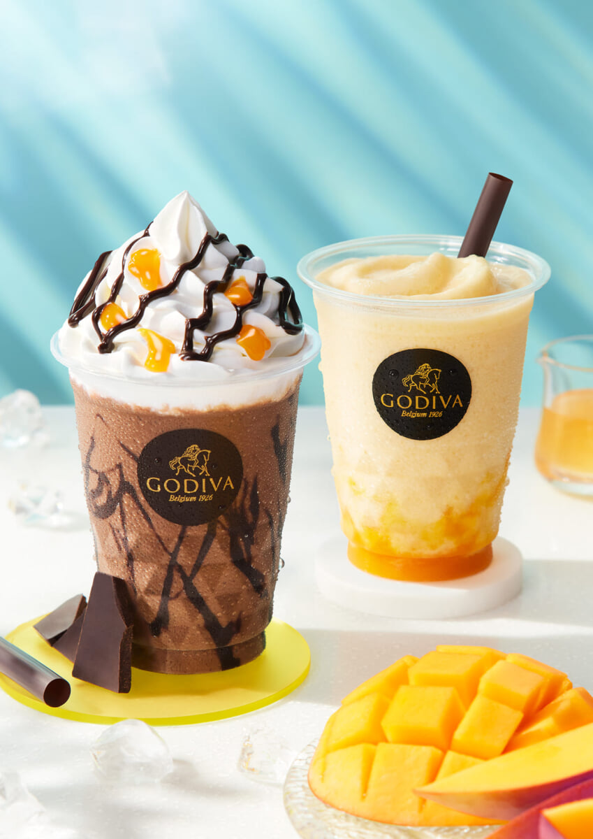 ゴディバ「ショコリキサー ダークチョコレート マンゴー」「カカオフルーツジュース マンゴー」