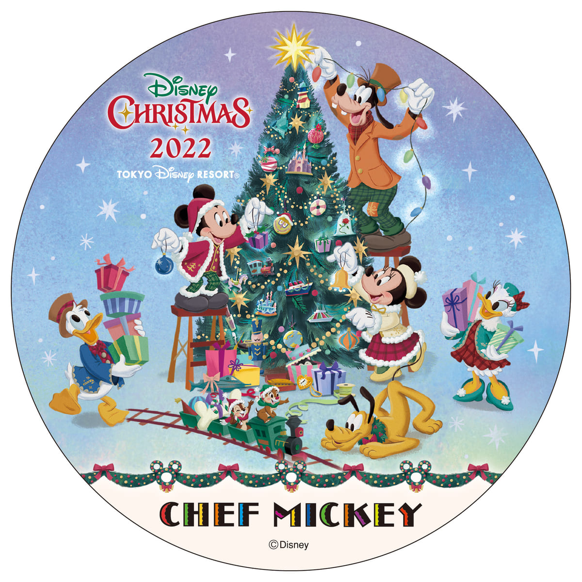 クリスマスツリーを飾るミッキーたちのコースター付き ディズニーアンバサダーホテル シェフ ミッキー ディズニー クリスマス 22 スペシャルドリンク Dtimes