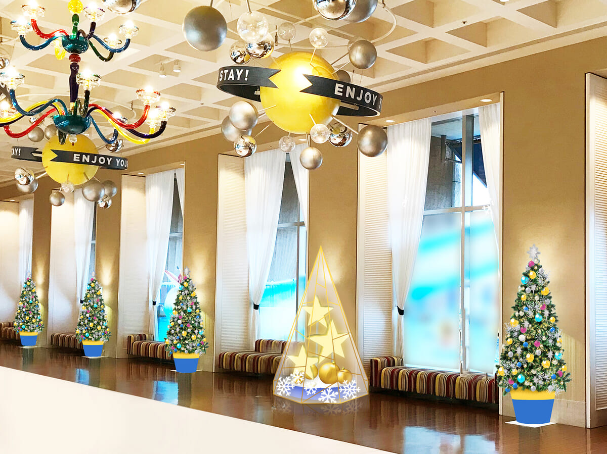 ホテル ユニバーサル ポート「クリスマス特別宿泊プラン 2022」クリスマスロビー装飾」