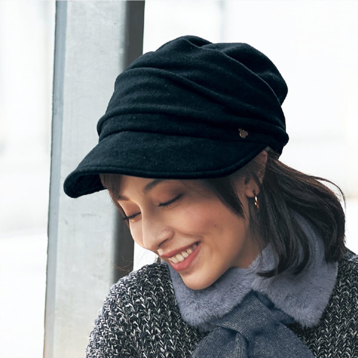 耳周り防風仕様のあたたかキャスケット
