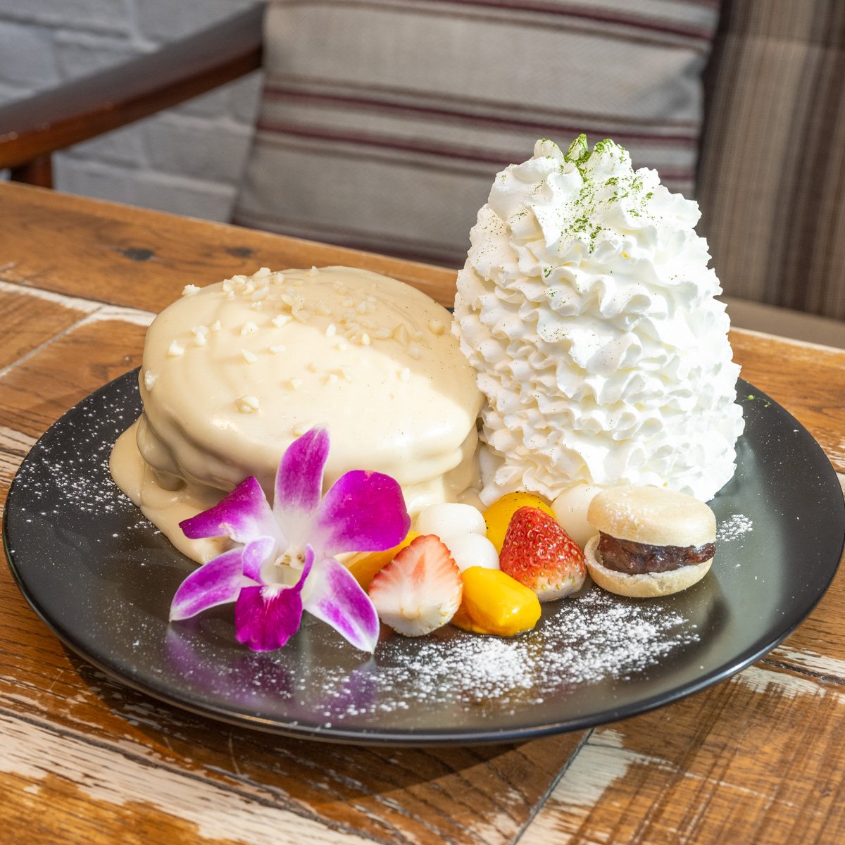 ほうじ茶とマカダミアナッツのパンケーキ撮影