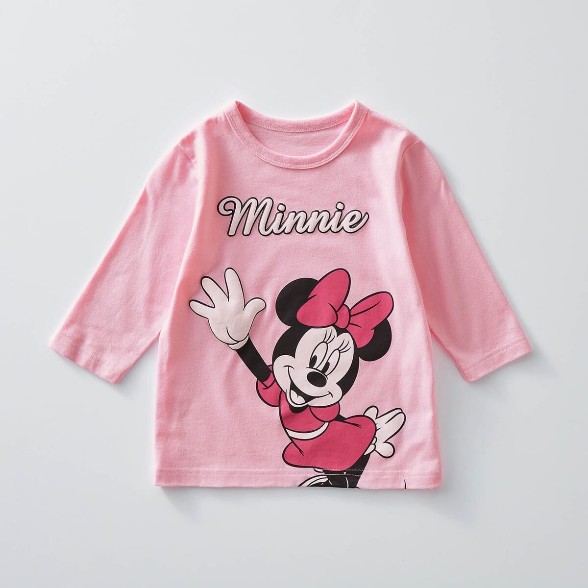 発泡プリント七分袖Tシャツ　ミニー